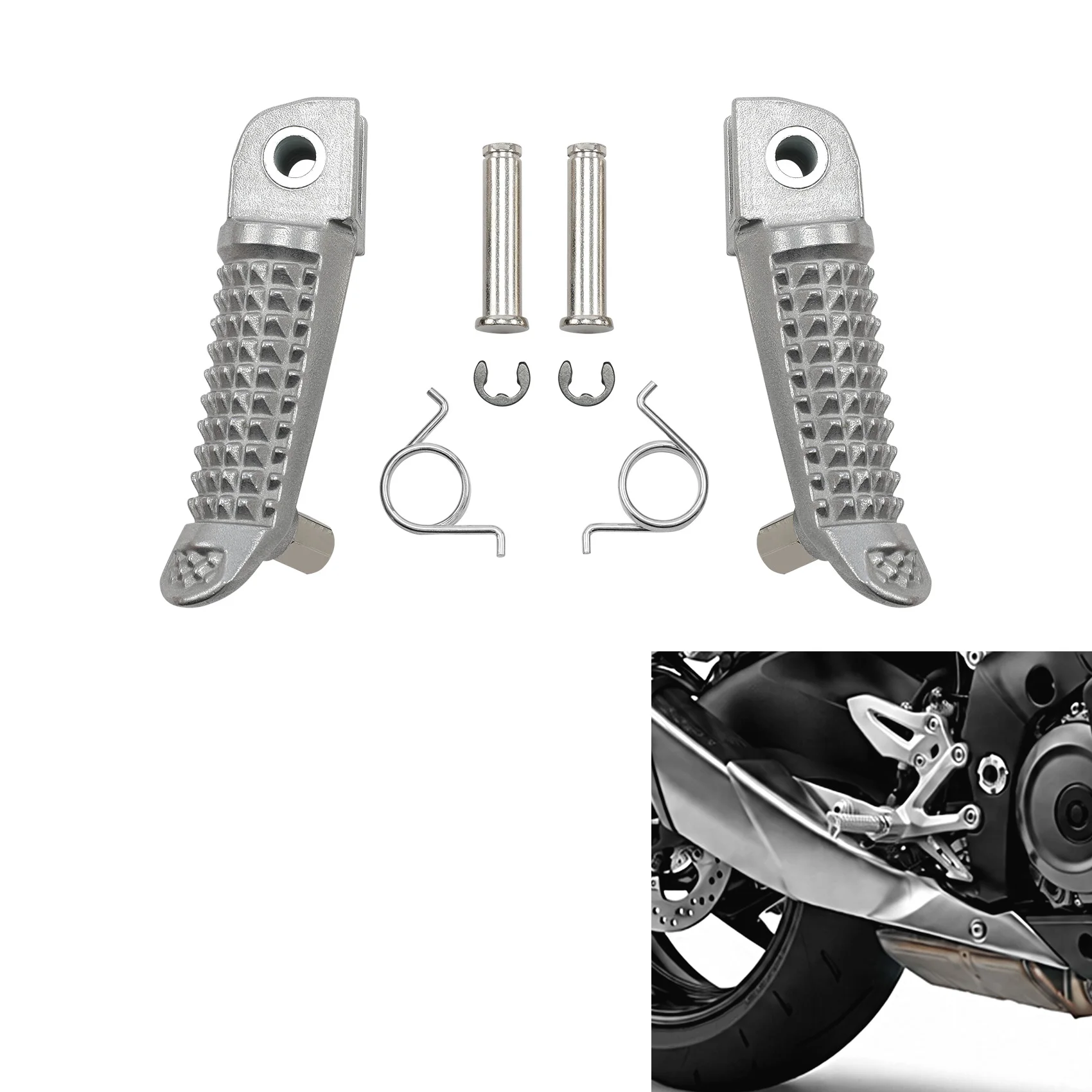 Front Driver Rider Foot Pegs Fit For Suzuki GSX-R125 2018-2024 GSX-R600 GSX-R750 2001-2005