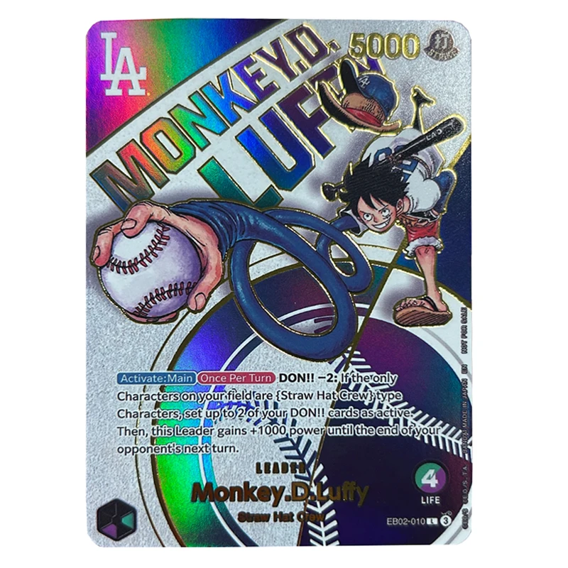 

1 шт./компл. Коллекционная карточка One Piece: Бейсбол, Монки Д. Луффи, сделанная своими руками, с эффектом мерцания, аниме-игра, подарок, игрушка