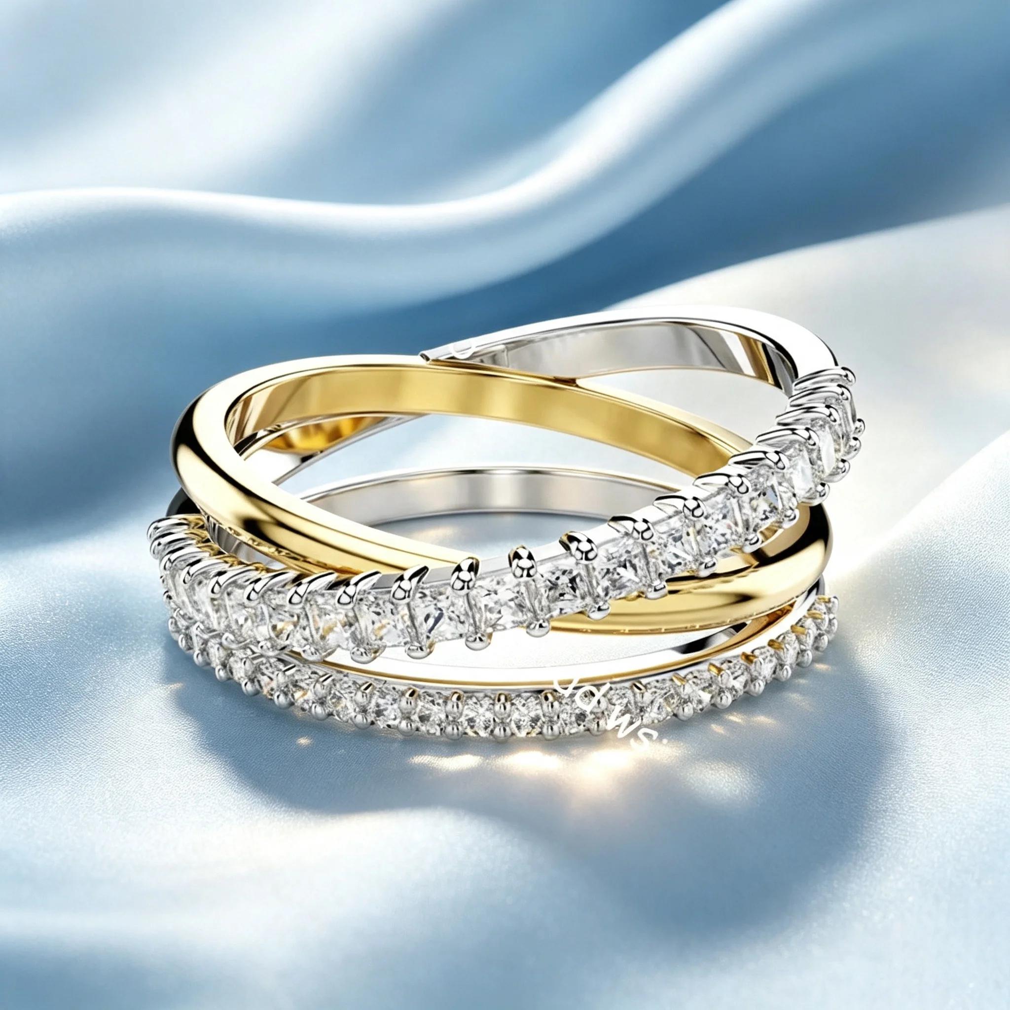 Women's Multilayer Stackable Open CZ Butterfly Floral Ring
