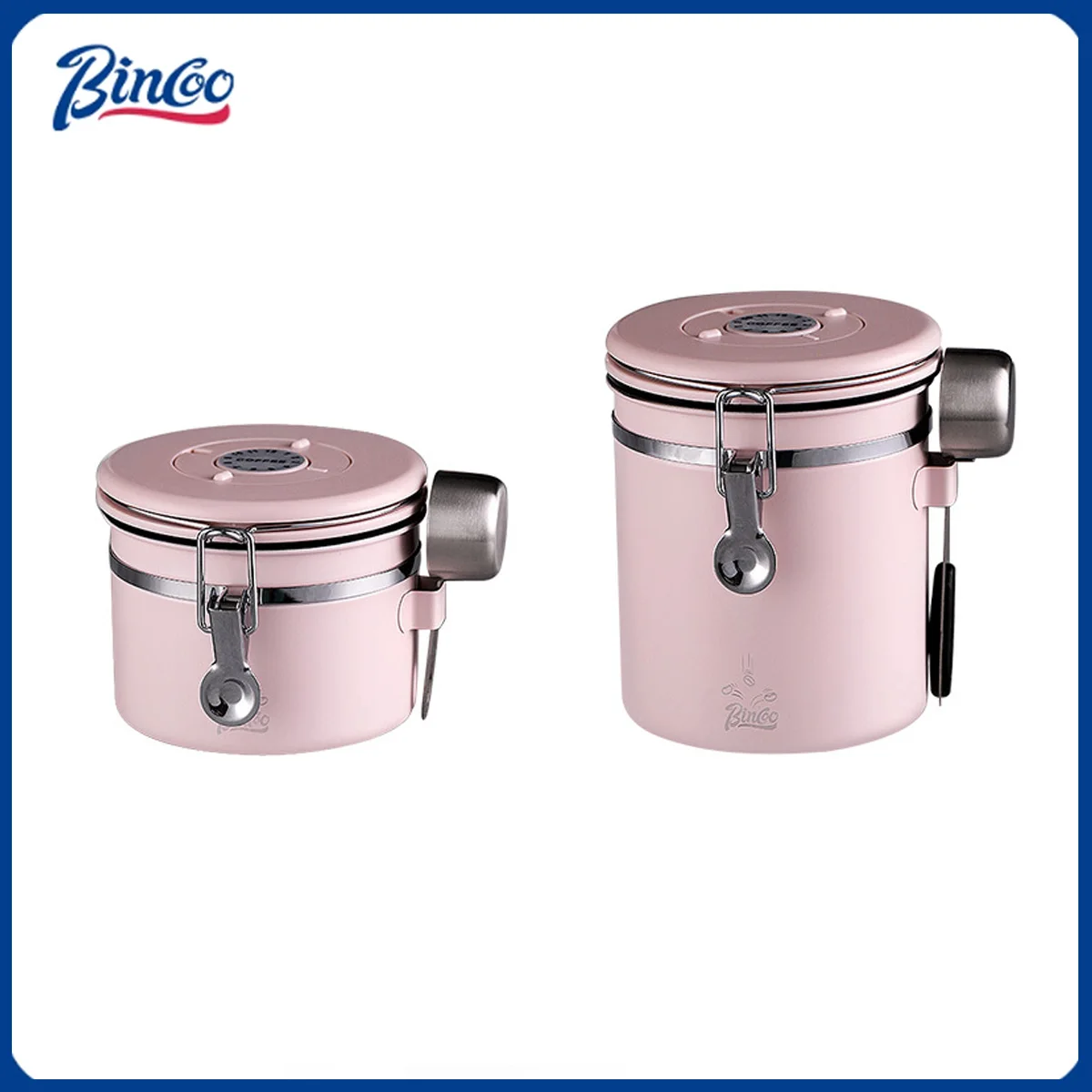 

Bincoo Large CapacityCoffee Bean Seal Can with Unidirectional Exhaust Stainless Steel Coffee Bean Can Sealing Storage Container