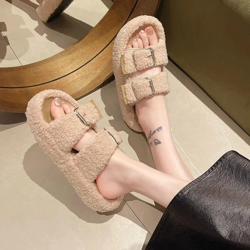 Shoes Slippers Women Summer Pantofle Luxury Slides Fur Flip Flops Massage 2025Designer Plush Shoes Plush Slippers For Adults Sl