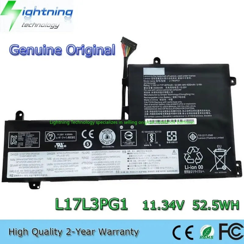

2025 Year Original L17C3PG1 11.34V 52.5Wh Notebook Battery for Lenovo Legion Y530-15ICH Y545-PG0 Y540-17IRH Y540-15IRH L17L3PG1