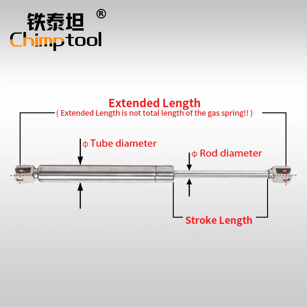 1 Pc Clevis Joint Stainless Steel 316 Gas Spring Universal Shock Absorber Hydraulic Lift Support Strut Bar Customizable