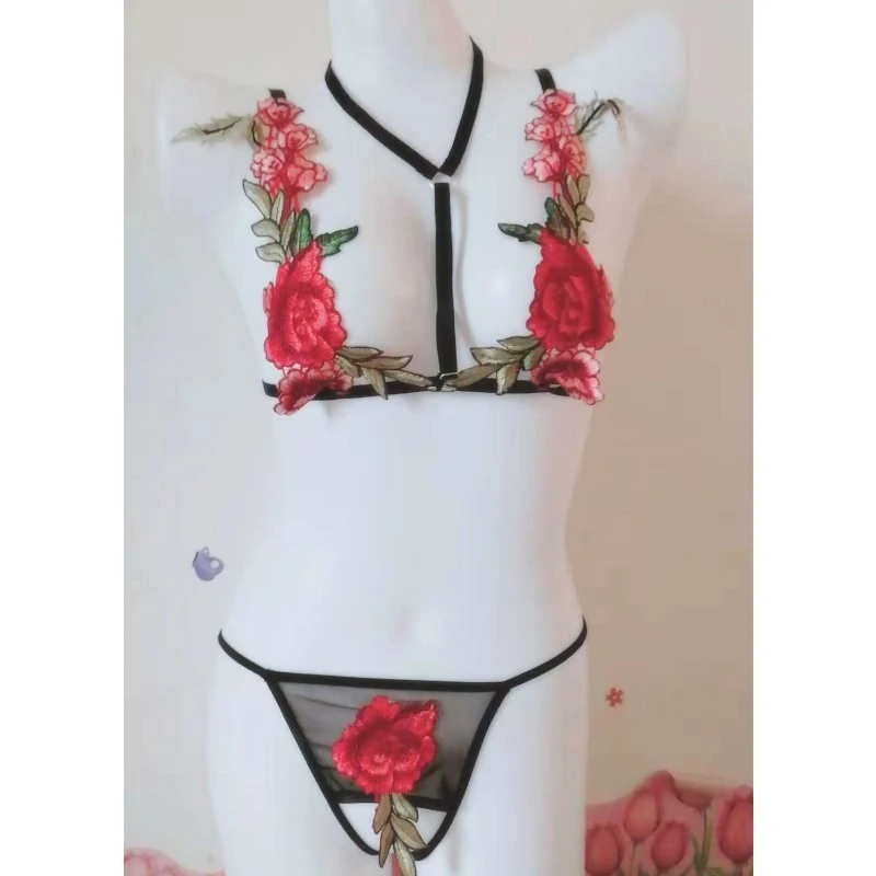 Women Sexy Lingerie Panties Set Erotic Underwear Rose Lace Bra And Panty Set Porn Sexy Lingerie Lace Gay Thong Sissy - Image 3