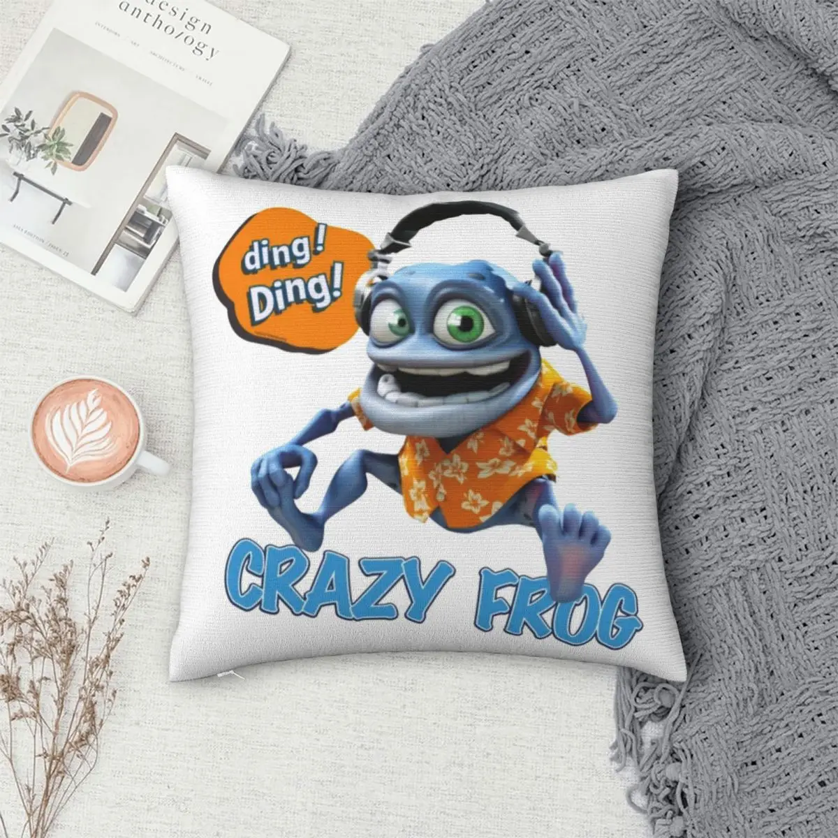 Crazy Frog Dj Ding Ding Pillowcase Polyester Linen Velvet Printed Zip Decor Throw Pillow Case Sofa Cushion Cover