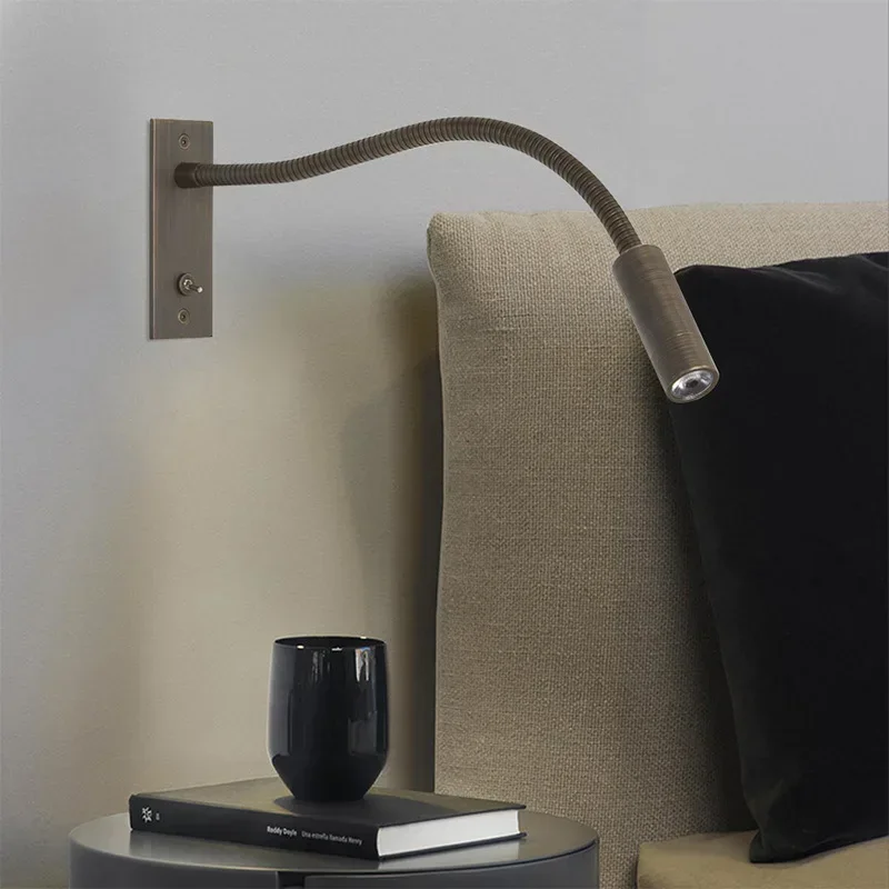 

Metal Hose Wall Lamp Embedded With Switch For Hotel And Homestay Engineering LED Reading Wall Lamp For Bedroom Bedside