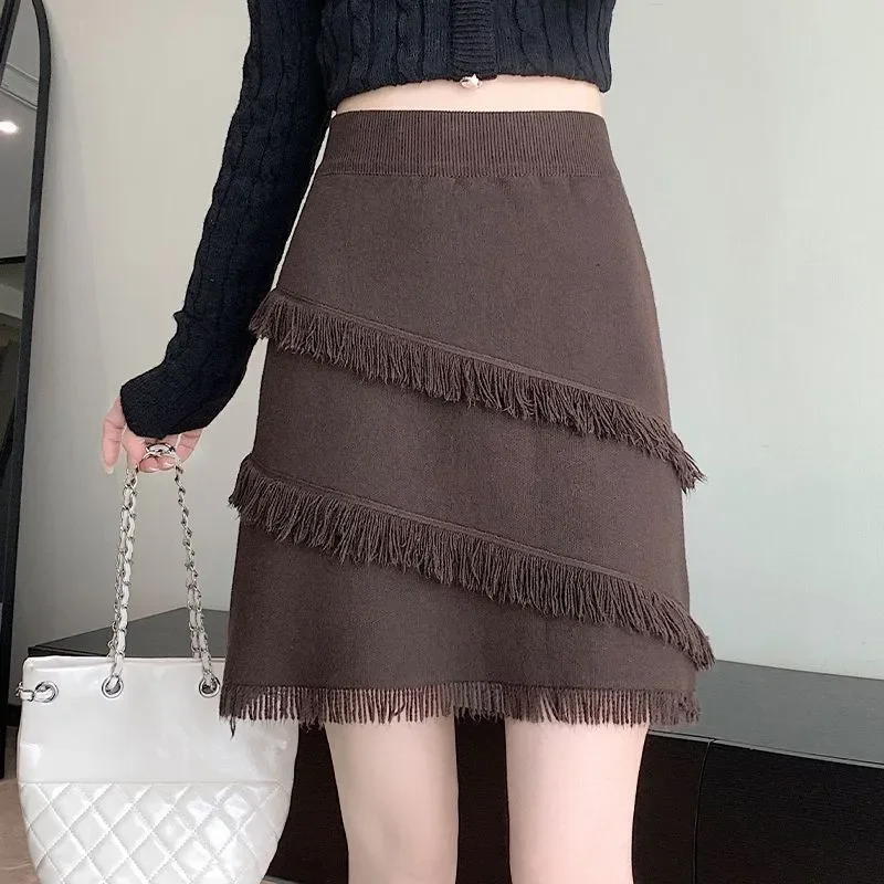 

Fashionable Asymmetrical Mini Skirt With Tassel Detail For Women Night Out Style