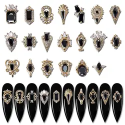 5pcs Nail Art Charms 3D Luxury Black Zircon Nail Diamonds Art Jewels Stones Decoration Zircon Nail Art Gems for DIY Manicure &DE