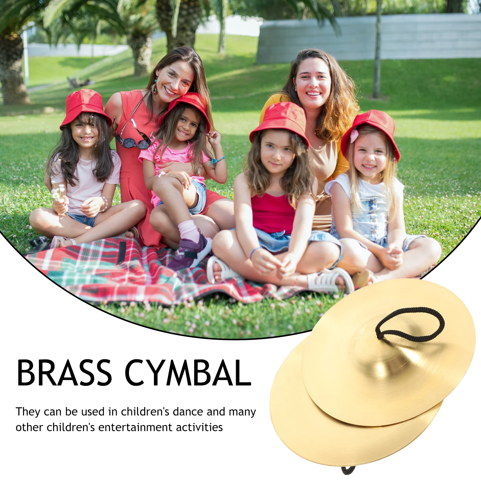 

Copper Cymbal 15cm Durable Finger Instruments Kids Belly Dance Parties Cloth Hand Cymbals Small Portable Accessories
