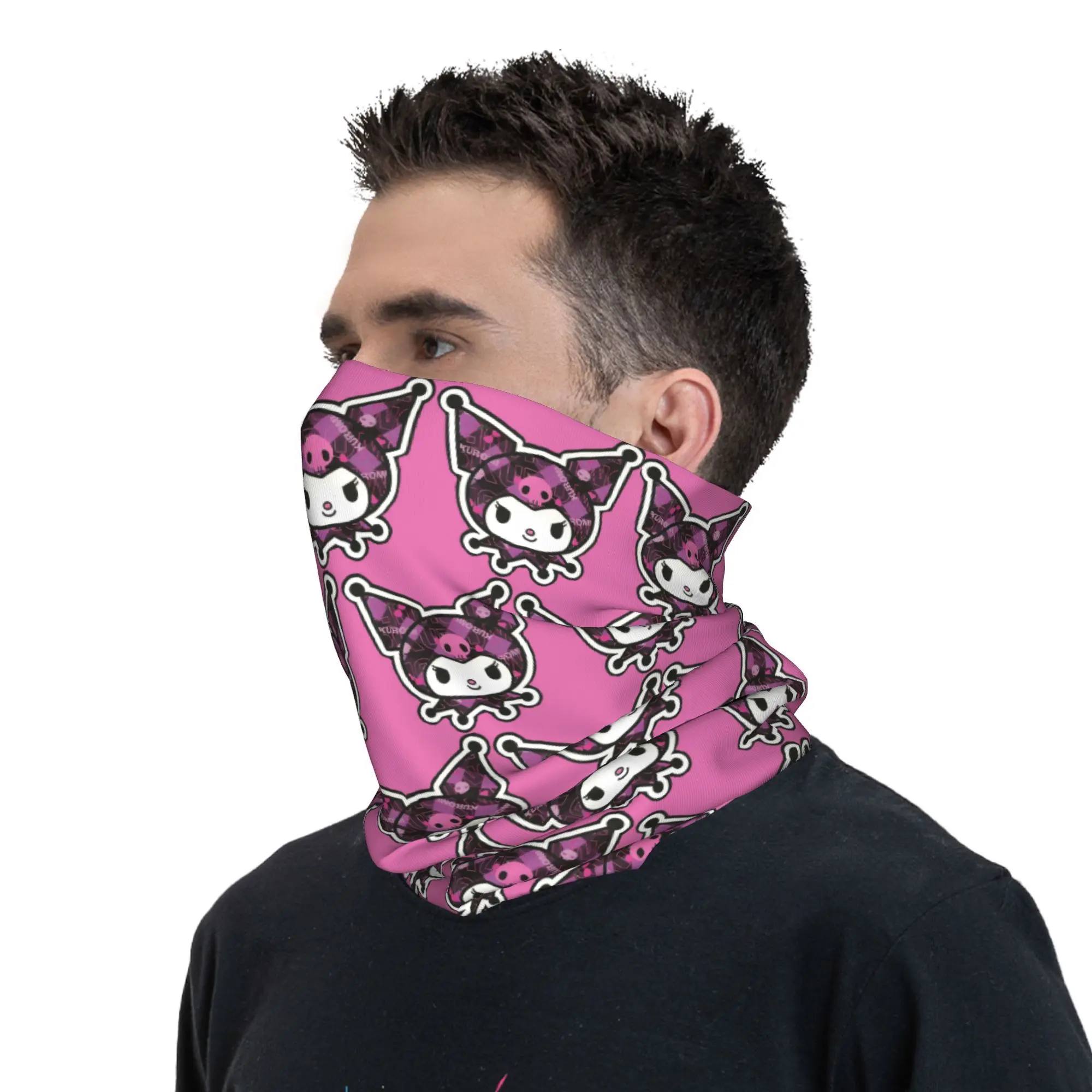 Custom Kuromi New Anime Kawaii Winter Headband Neck Warmer Men Women Hiking Camping Tube Scarf  Face Bandana Gaiter