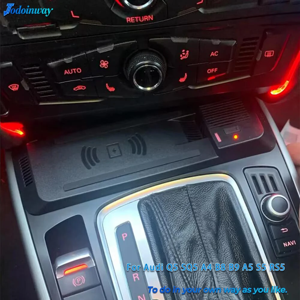 

15w car Fast phone charger for Audi Q5 SQ5 A4 B8 B9 A4 Allroad A5 S5 RS5 wireless charging mobile holder plug and play interior