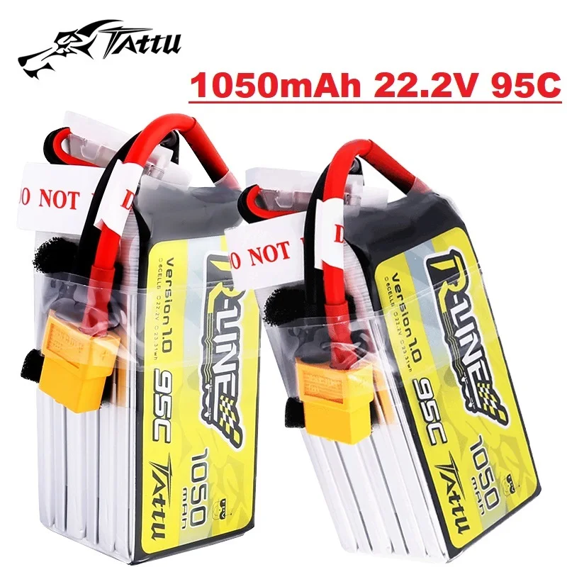 

TATTU R-LINE 1.0 95C 6S 22.2V 1050mAh LiPo Battery For RC Helicopter Quadcopter FPV Racing Drone Parts With XT60 22.2V Battery