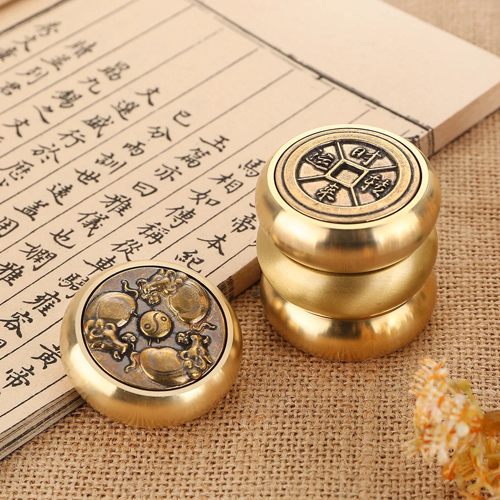 Brass Fidget Spinner Chinese Idioms Lucky Fortune Turn Things Around Best Wishes Metal Hand Spinner Adult Fidget Toys for Kids