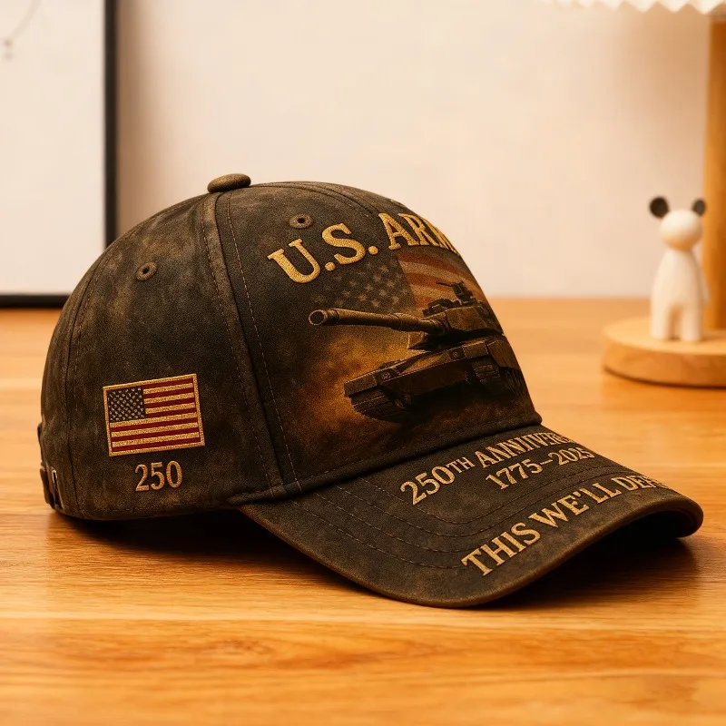 Custom 1776-2026 U.S. Army 50 Stars Cap Embellished Eagle This We'Ll Defend Slogan 250Th USA Anniversary