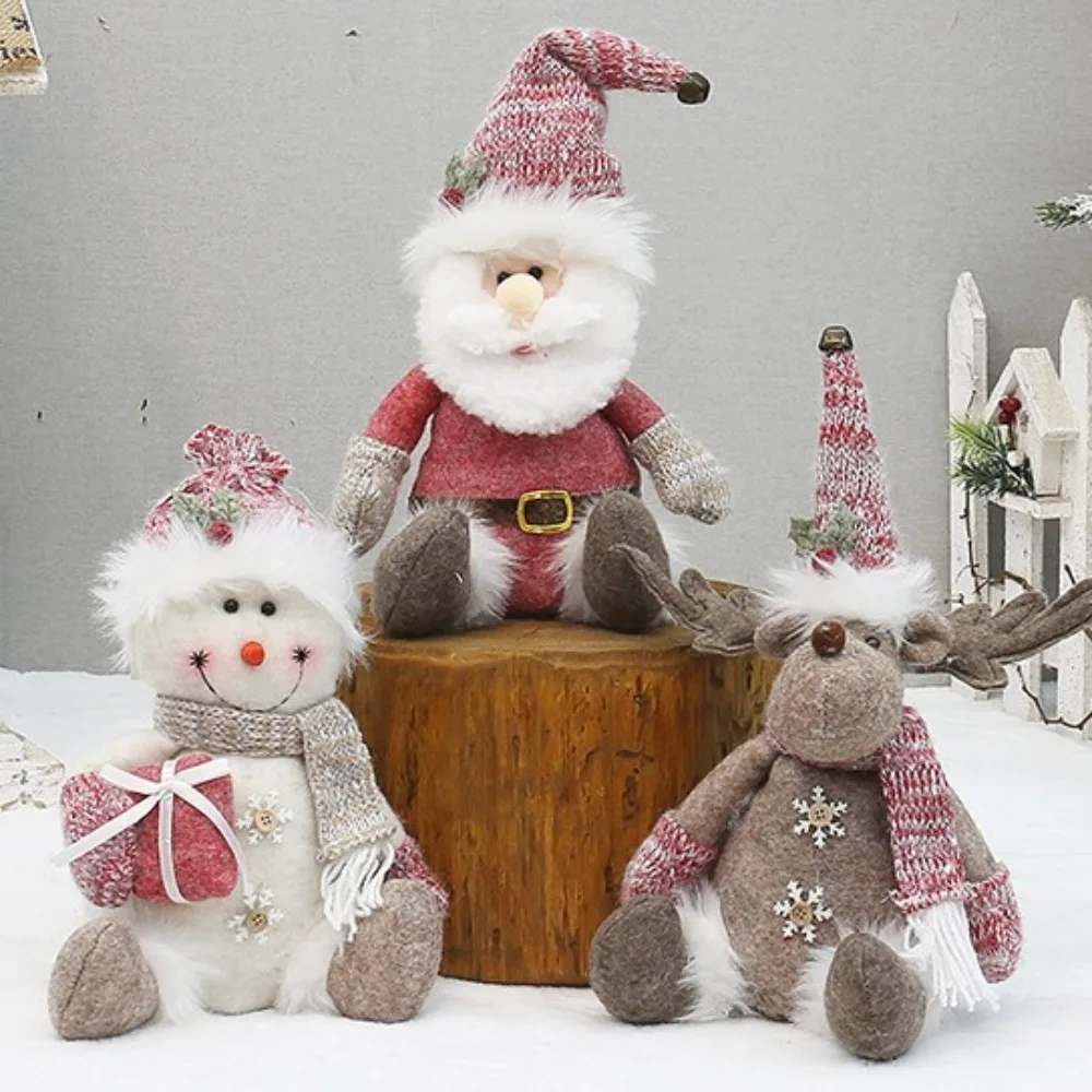 

Elk Deer Christmas Snowman Doll Red Festival Santa Claus Doll Decor Handmade Cute Merry Christmas Decorations New Year Gifts