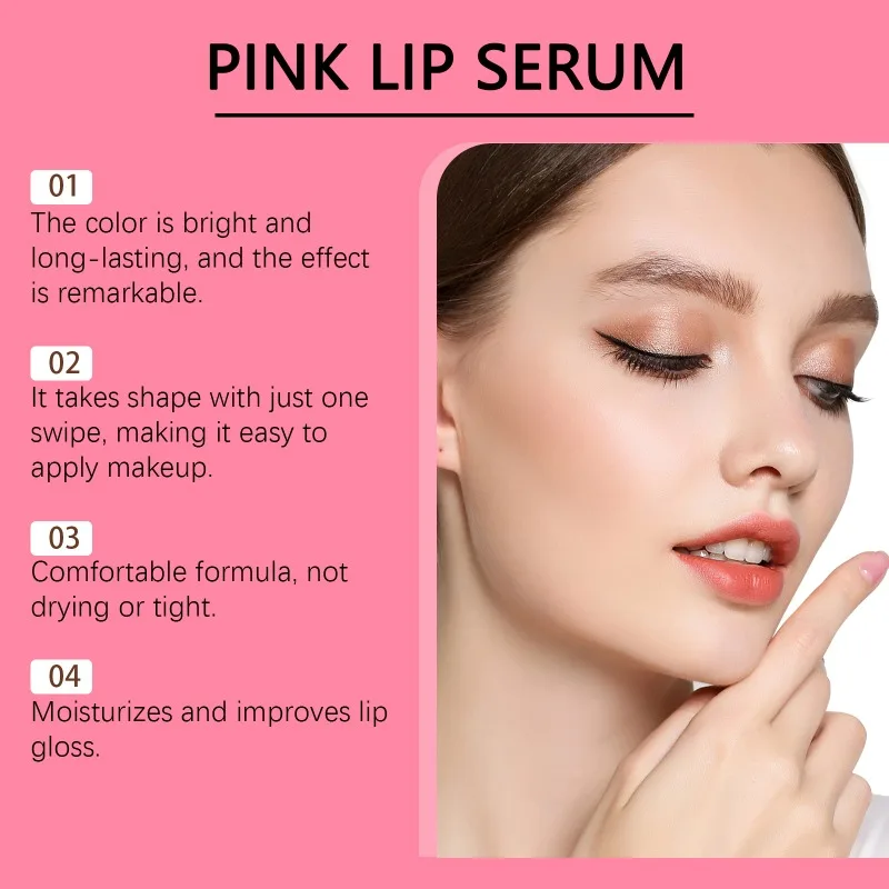 Pink Lip Serum Natural Fresh Remove Dark Lips Gel Repair Fine Line Brighten Gentle Exfoliation Lightening Anti-Crack Essence Oil