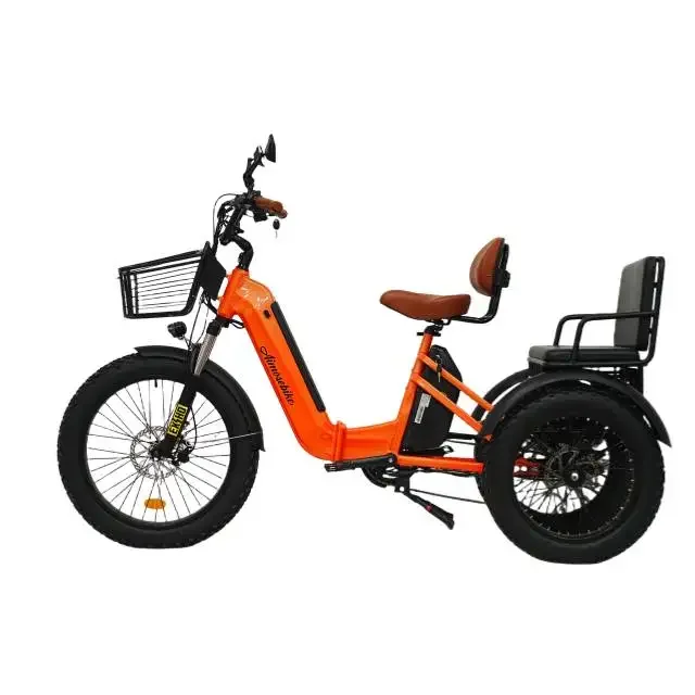

1000w/750w/500w 3 wheel cargo electric bicycle 7 speed fat tire electric tricycle with front basket