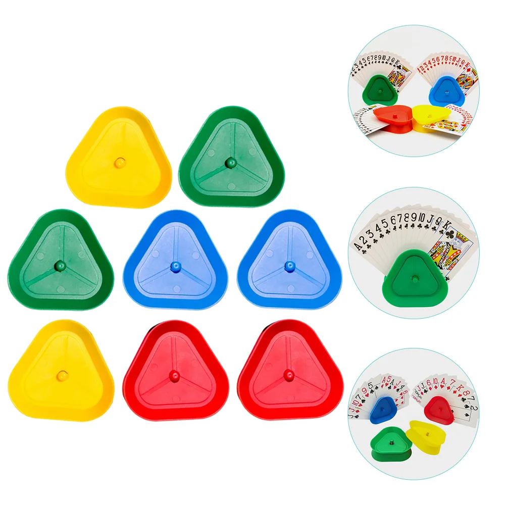 8 Pcs Lazy Card Clipper Little Hands Cards Tray Poker Holder Standing Playing Triangle Child