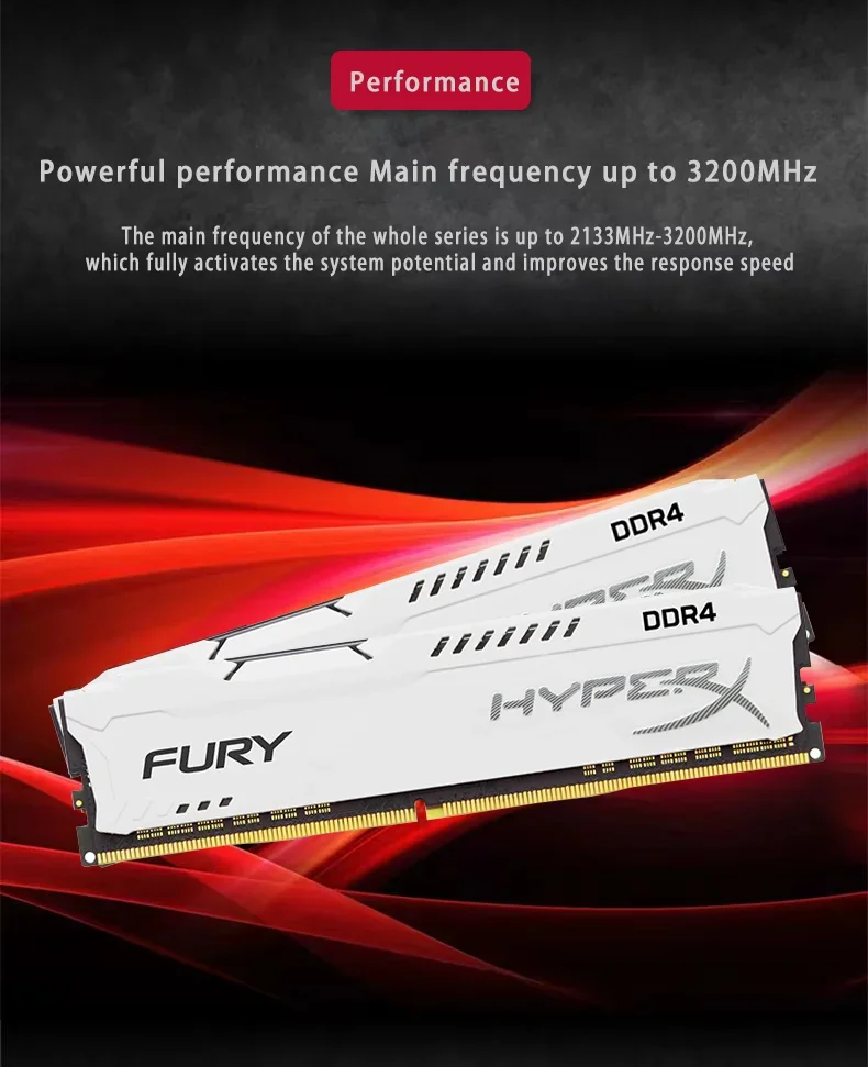 HyperX Fury DDR4 8GB 16GB 3600MHz 3200MHz 2666MHz 2400MHz 2133MHz Ram DRAM DIMM Memory 288Pin For Electronic Sports Computers view 4