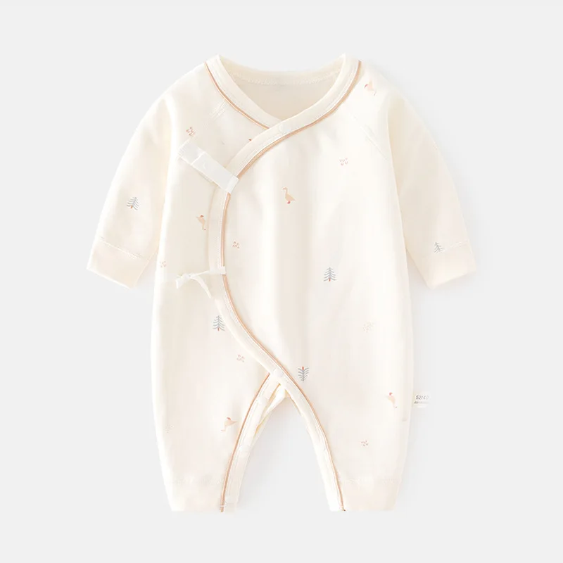 Neugeborenen-Strampler für Frühling und Herbst aus Reiner Baumwolle mit Aufdruck, Nahtlose Babykleidung, Neugeborenen-Kleid, Frühlings- und Herbst-Babyromper