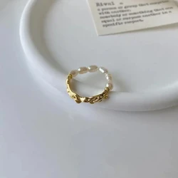 Bague perlée de perles de ULélastique rétro coréenne pour les femmes, bague de fête en métal, bijoux de doigt d'épissage, cadeau de mode