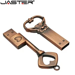 JASTER-memoria usb con forma de corazón, pendrive de 4gb, 16gb, 32gb y 64gb, de metal, regalo de boda