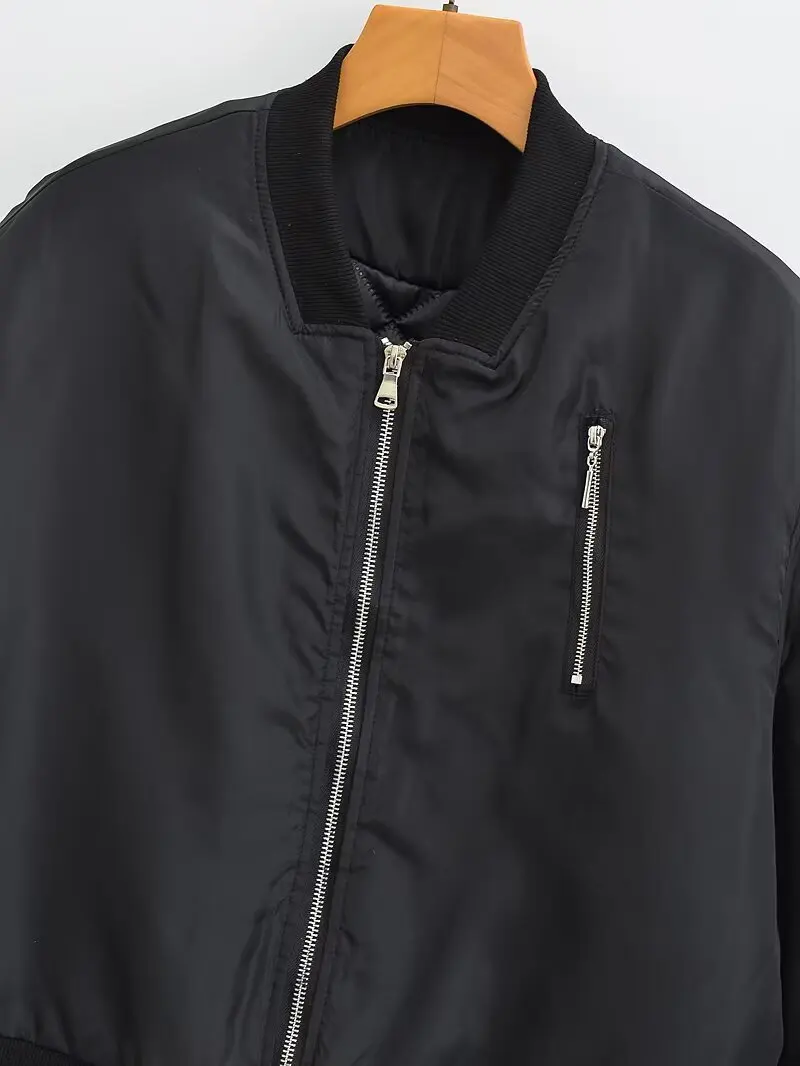 DiYiG mujer 2025 invierno nueva moda chaqueta con cuello levantado elegante abrigo de manga larga con cremallera prendas de vestir exteriores Mujer