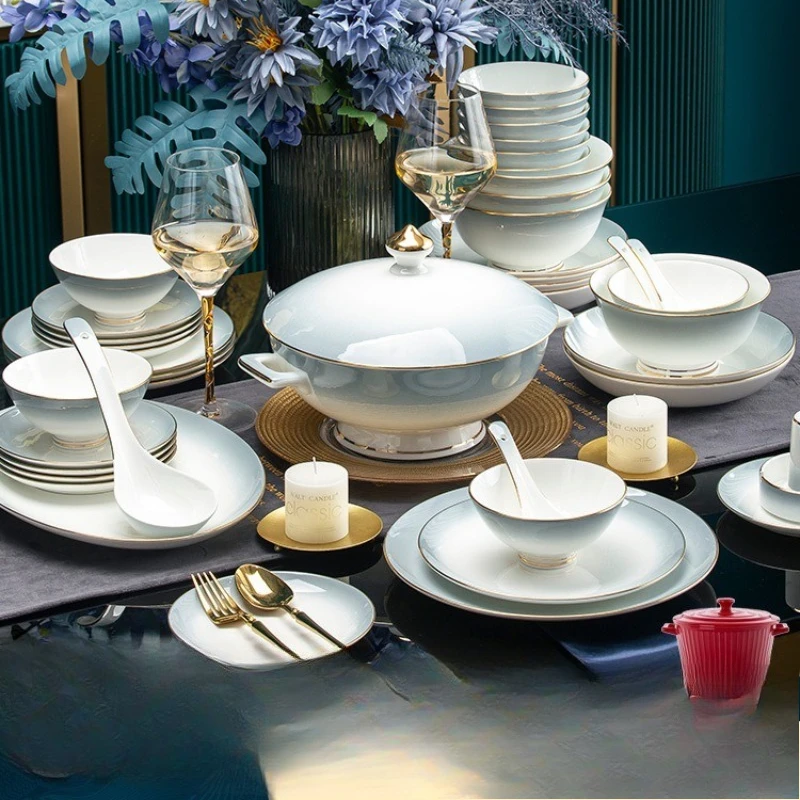 High-end cutlery set Modern light luxury Jingdezhen bone china