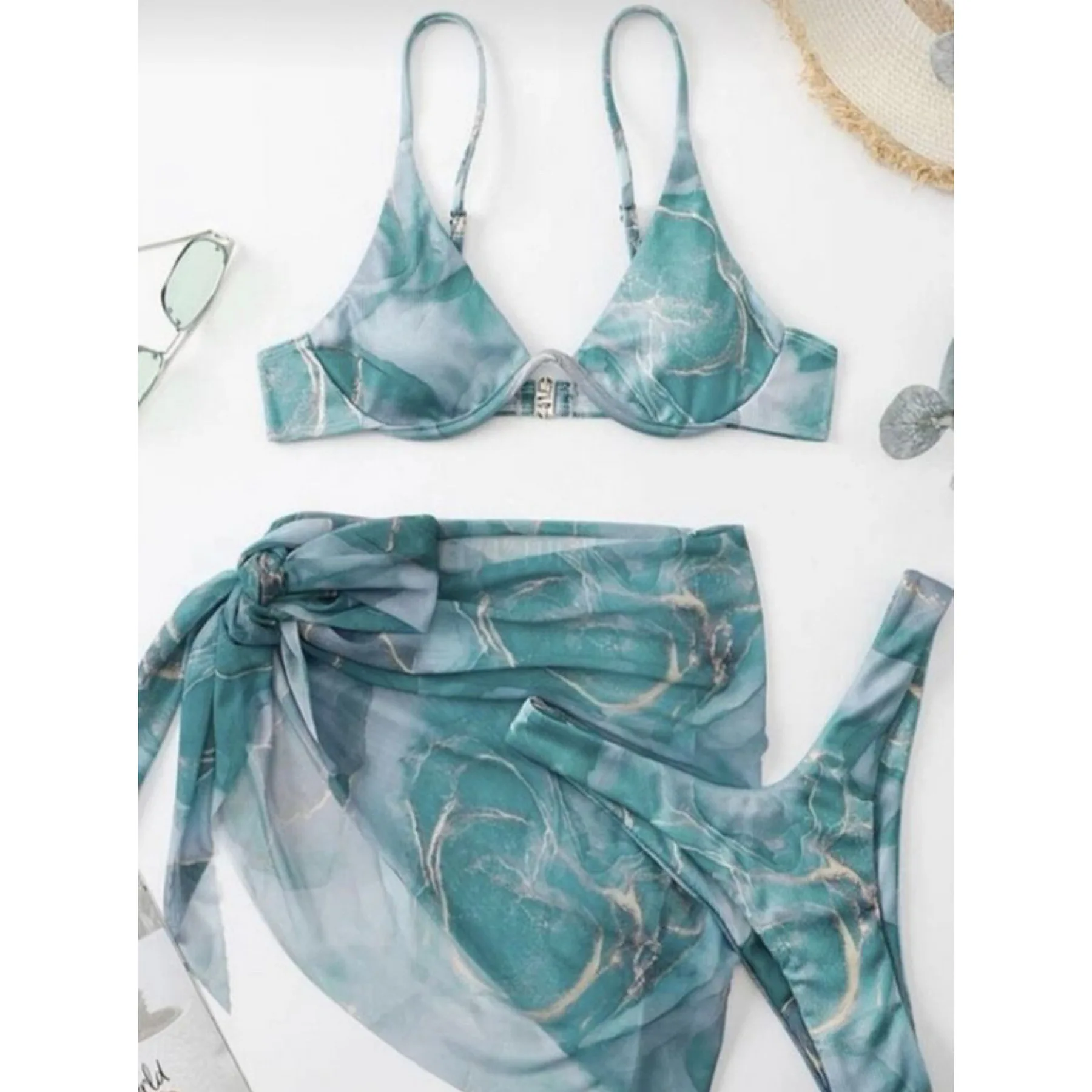 Costumi da bagno da donna 2024 Bikini da donna Costumi da bagno stampati Backless Sexy Tankini Cinturino in tre pezzi Hot Spring Swimsu it M-XL