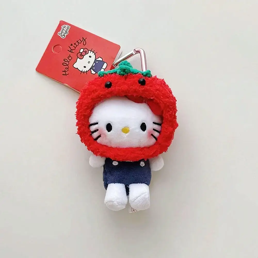 

Cute Tomato headgear KT Cat Pendant Sanrio Hello Kitty Keychain Kawaii Cartoon Phone Strap Wrist Strap Backpack Pendant Decora