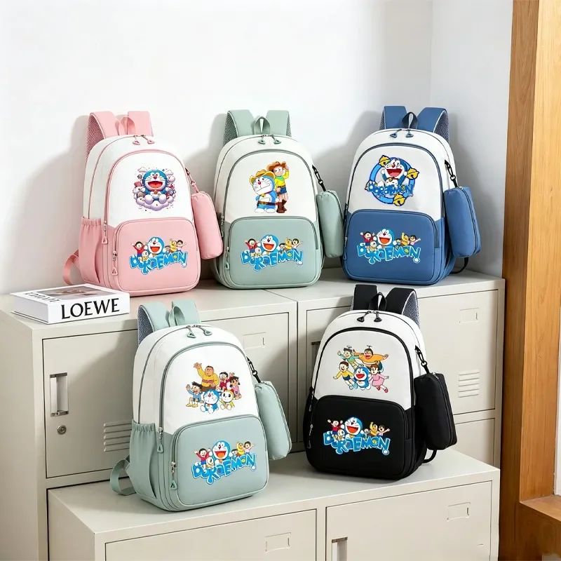 2026 Doraemons Backpack Pencil Case 2piece Cartoon Anime Print Schoolbag Students Back To School Large Capacity Backpacks New