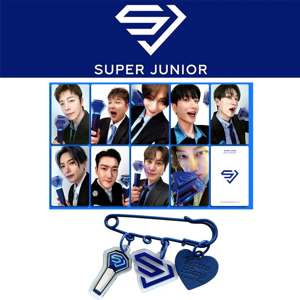 

KPOP Super Junior Photocard SJ Lightstick Pendant Pins Brooch SUJU KimHeeChul EunHyuk Fans Collection Gifts