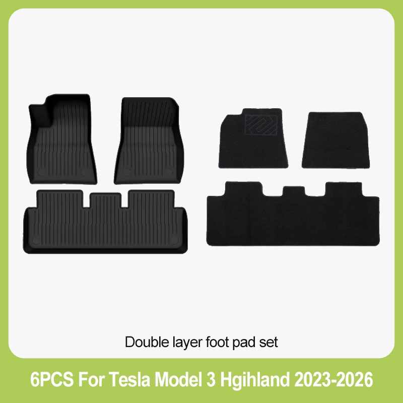 Tesla kofferbakmat voor Model 3 Highland 2023-2026, vloermat, bagagemat, TPE, waterdicht, antislip, set vloermatten