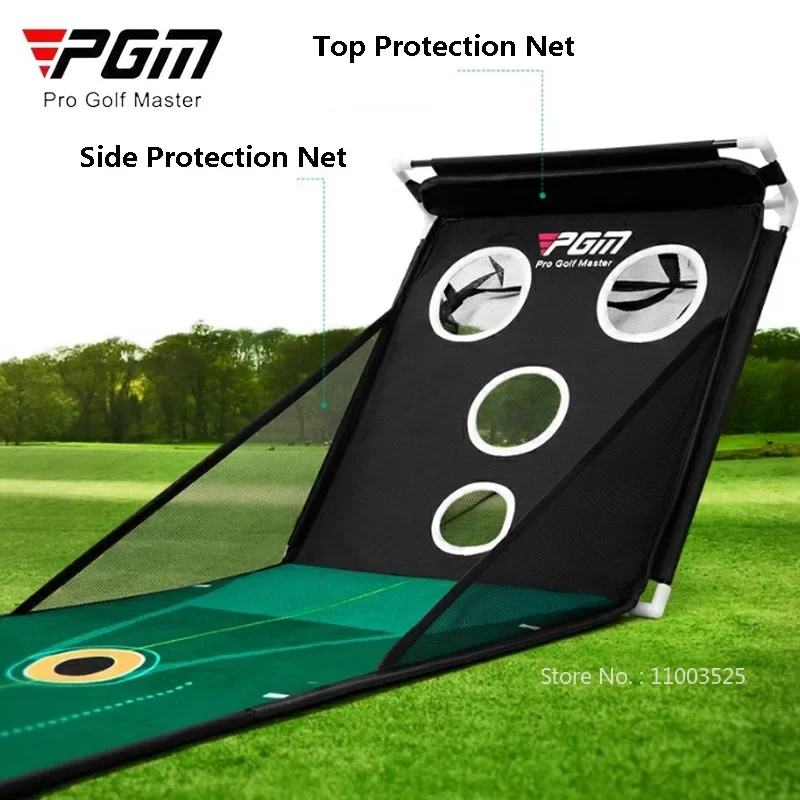 PGM Velvet Style Golf Cutting Trainer with Training Net Automatic Return Ball Putter Trainer Foldable Portable Golf Practice Mat