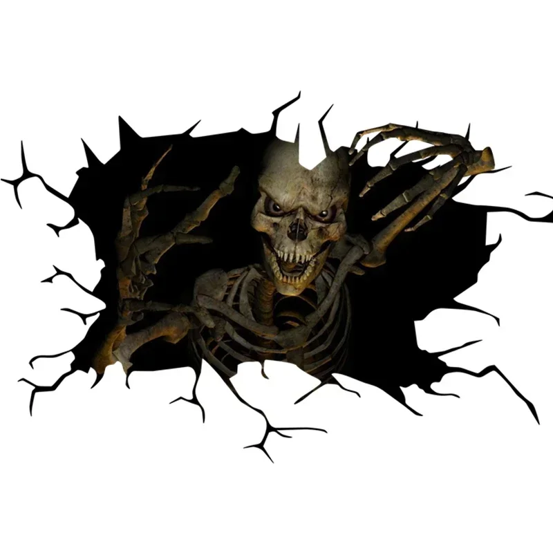 Halloween Skeleton Horror Car Stickers, PVC Vinyl Personality Decals for Car Caravan Exterior Styling Decor