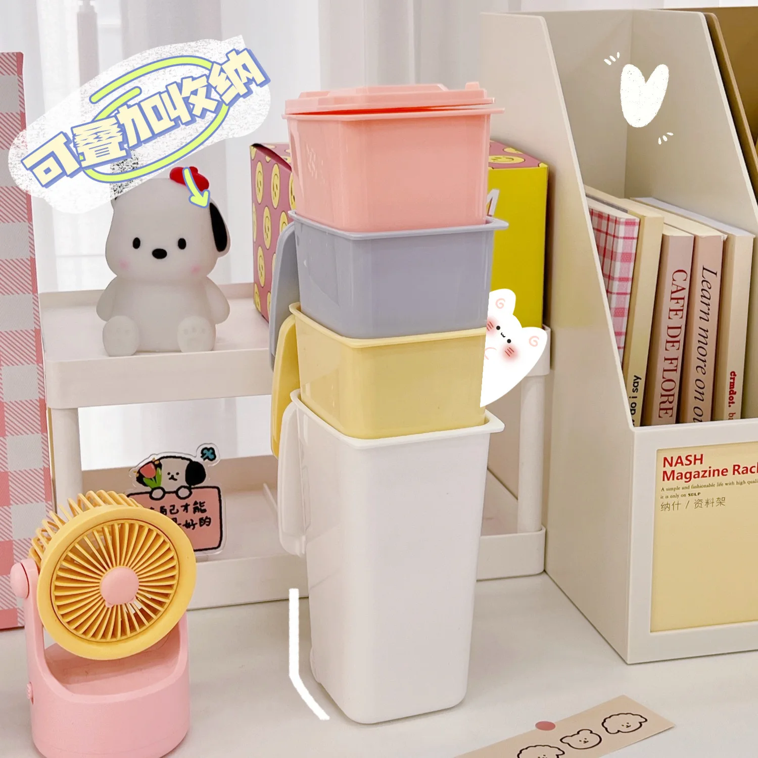 

8pcs Mini Trash Cans With Lid Cute Small Desktop Garbage Bin For Home Office Stationery Storage Tabletop Waste Basket Decorative