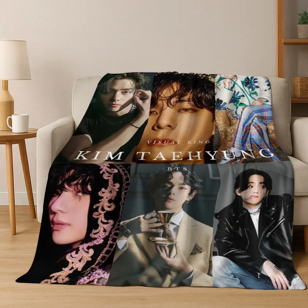 Kpop Kim Tae Hyung V Min Yoon Gi,SUGA, Agust D بطانية من الفلانيل بطانية دافئة ناعمة لغرفة النوم وغرفة المعيشة والسرير والسفر والنزهة هدية #1