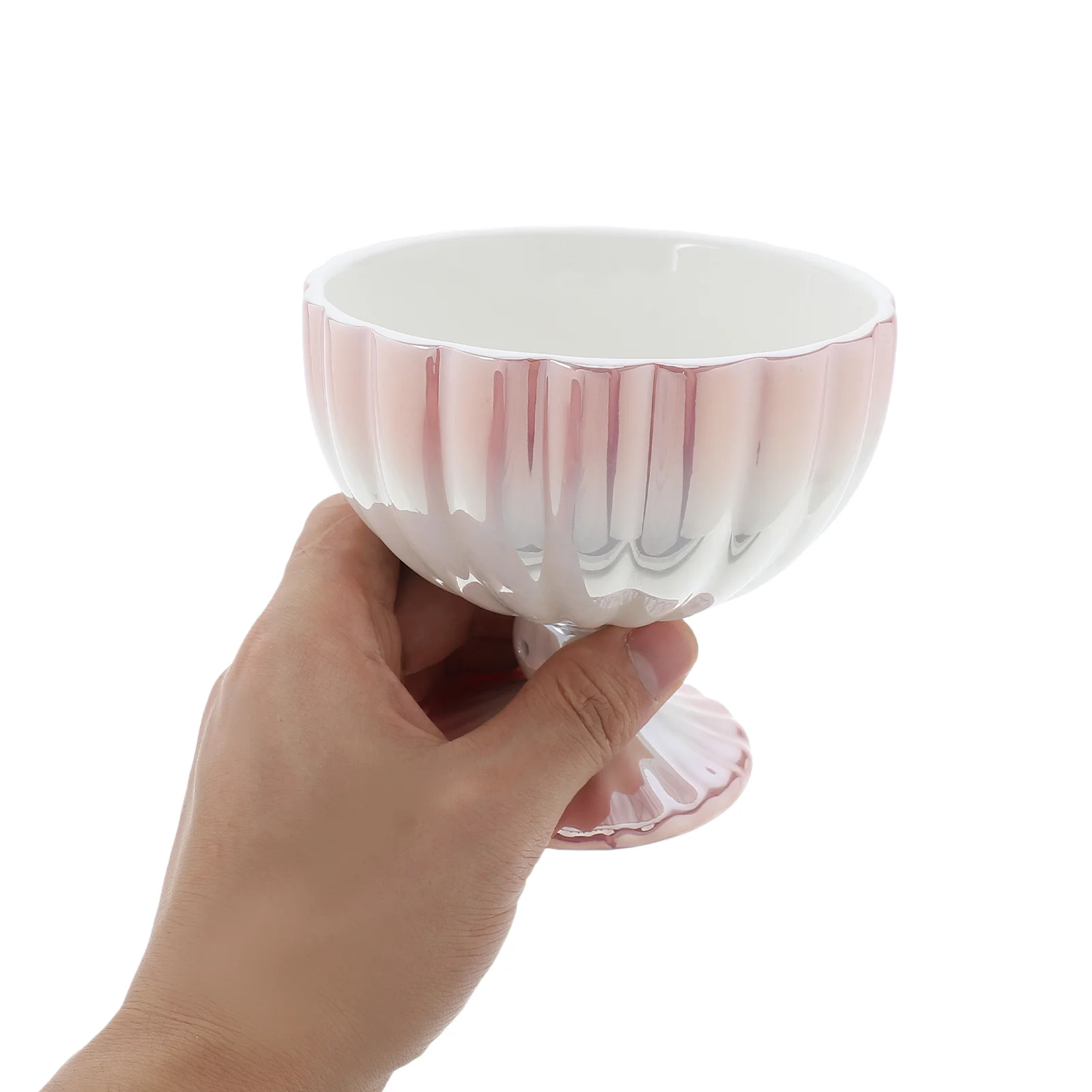 

1Set Footed Dessert Bowl Ceramic with Spoon Tall Mug Shape for Ice Cream Pudding Fruit Salad Serving Porcelain Cup