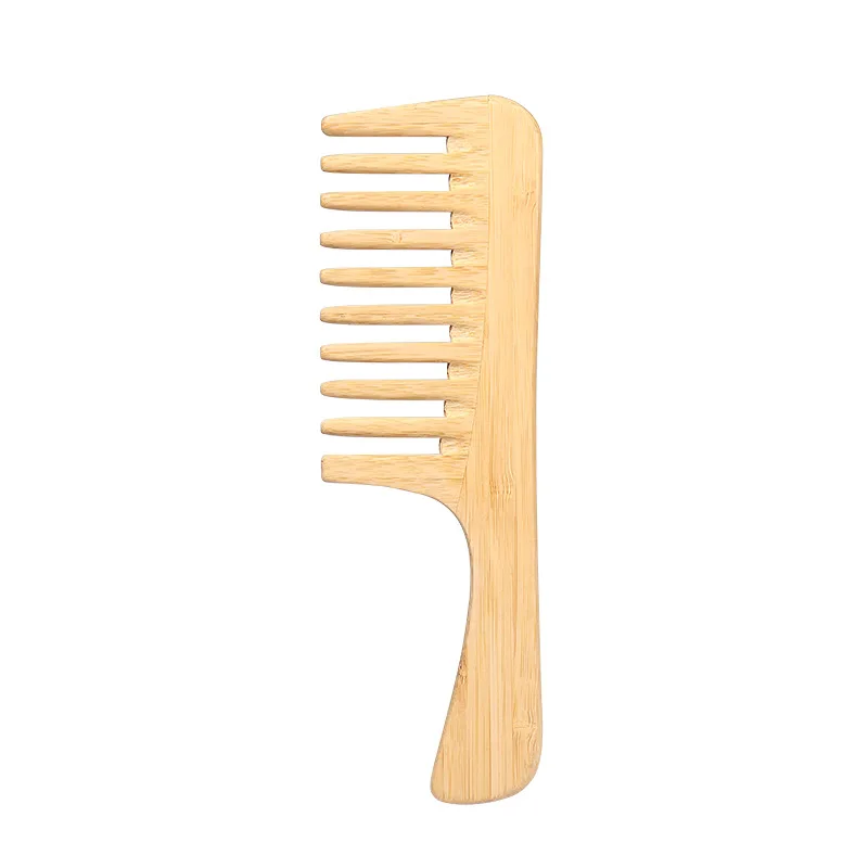 1 Pc Natural Bamboo Wide-Tooth Comb Handmade Detangling Hairbrush for Thick or Curly Hair Anti-Static Hair Comb for Women Men