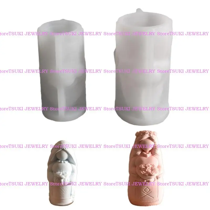 

62KE Silicone Mold for DIY Projects Bride Holding Flower Desktop Jewelry Mould