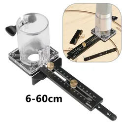 Woodworking Circle Cutting Jig for Electric Trimming Machine Wood Router Milling Circle Slotting Base DIY Tools with Scale Fence