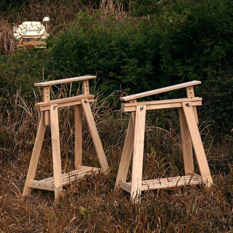 Rustic Wood Table Legs for Outdoor Photo Prop Stool Feet Vintage Workstation Base Industrial Photography Background Setting