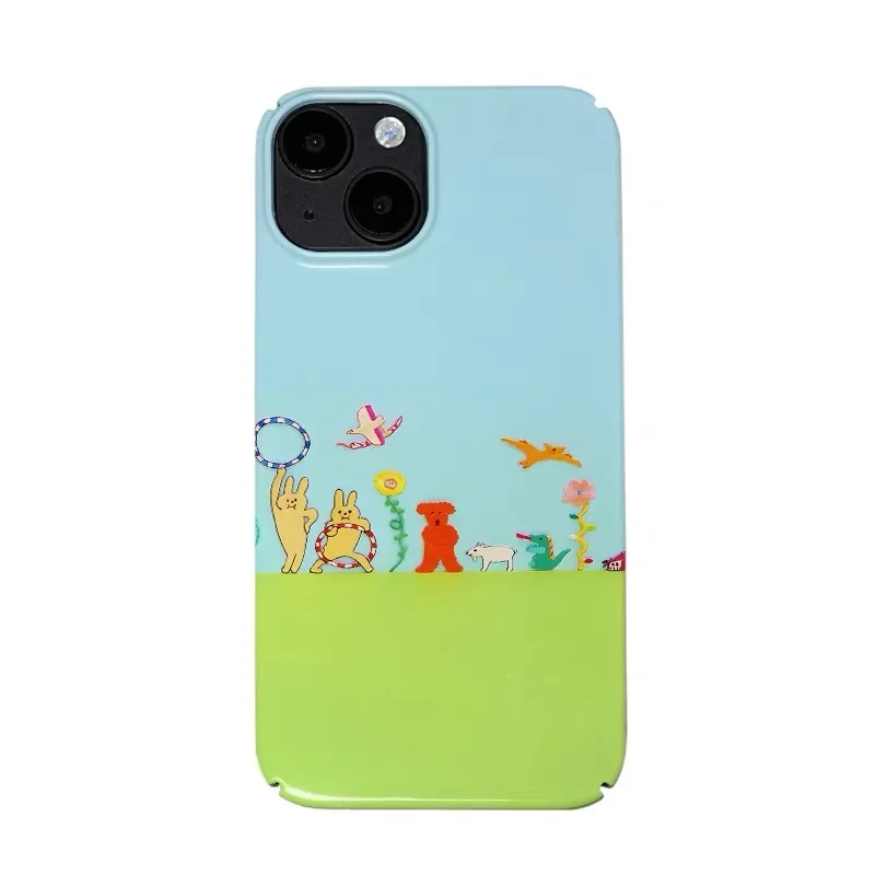 

Blue Green Children's Fun Illustration Phone Case for IPHONE 17 Air 16E 15 PROMAX 14 Plus 13 12 MINI 11 XR Acrylic Phone Cover