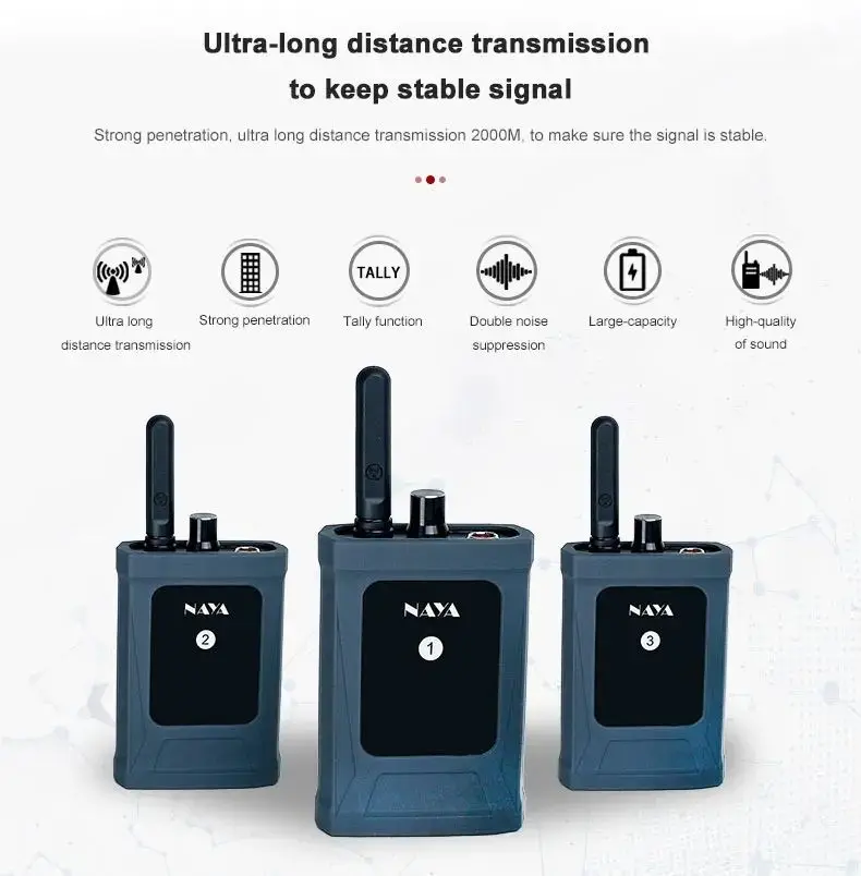 NAYA HDI-BS180 Wireless Intercom System Transmission Distance 2000m Full Duplex Digital Signal Communication Talkback