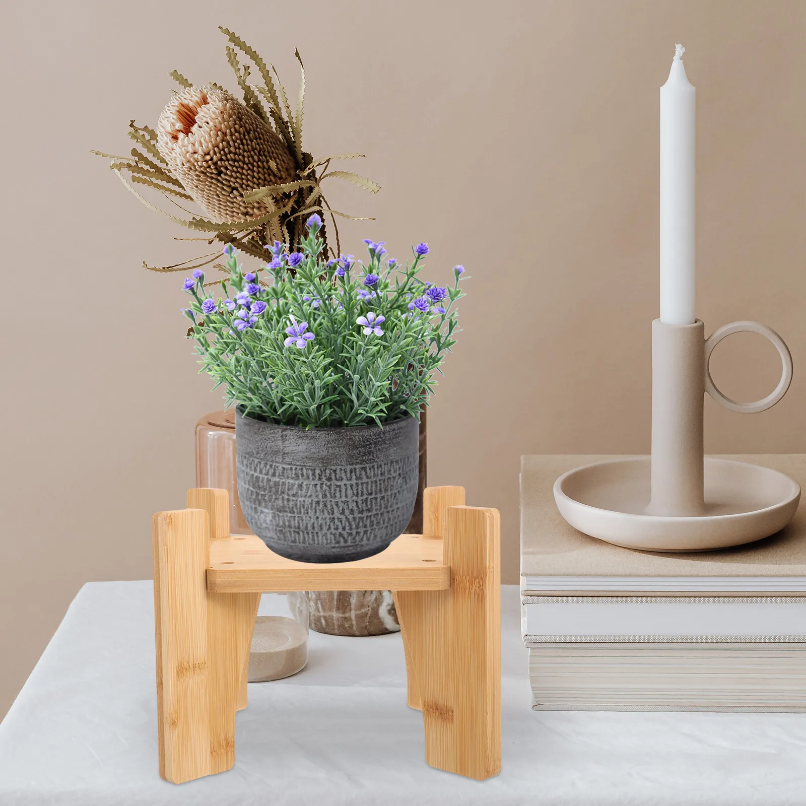 

1pcs Creative Wooden Drink Dispenser Stand Square Base Beverage Holder For Home Decor Vase Plant Pedestal Wood Display Stand For
