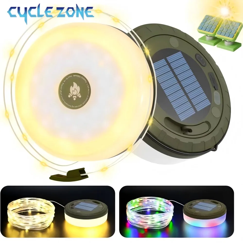 LED Solar Lamp String Light Outdoor Camping Lamp RGB Atmosphere Lights 10M Portable Reel Light Strip for Garden Decor Tent Camp