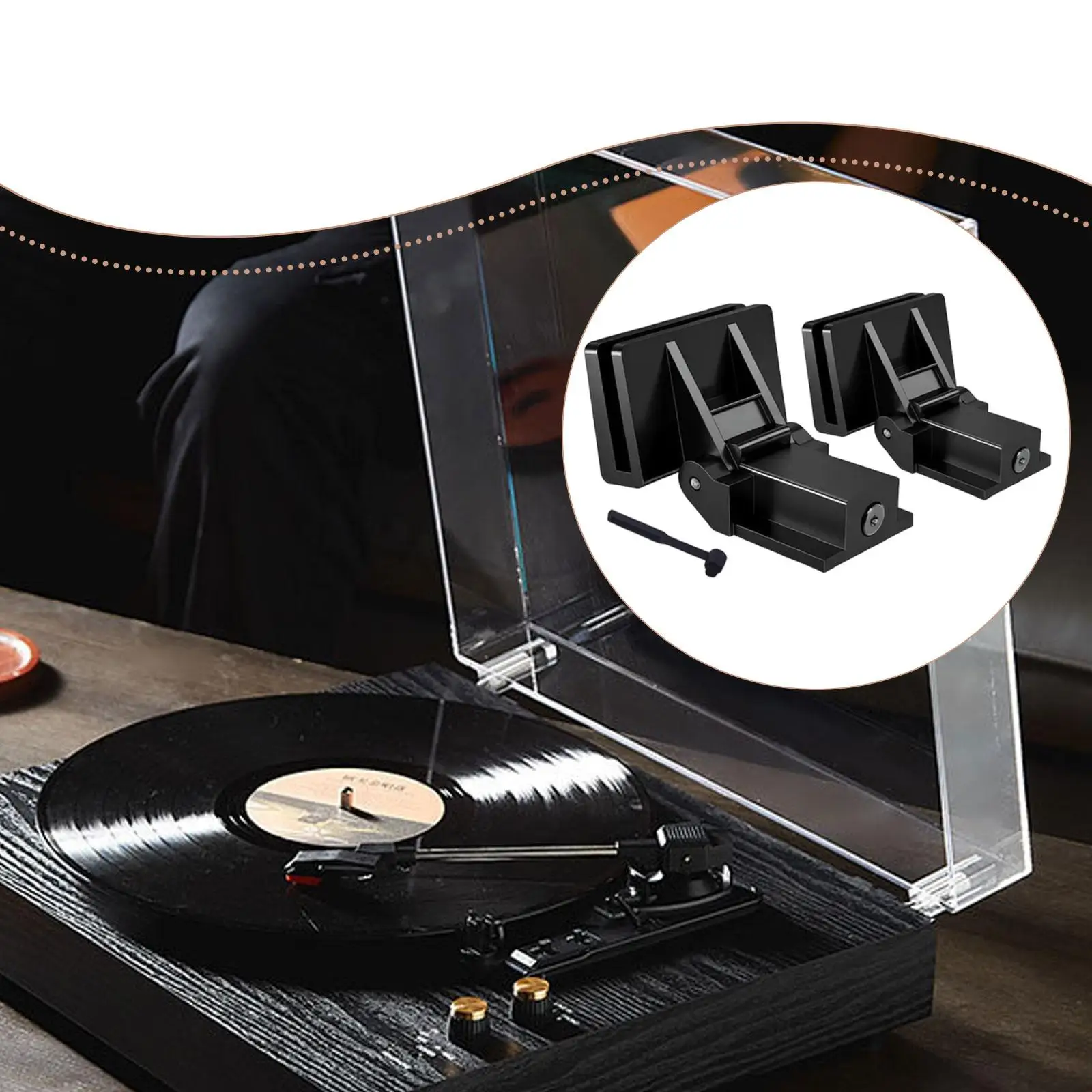

2Pcs Turntable Dust Cover Hinge High Performance Gifts Black for TN570 Supplies Sturdy Vinyl Records Player Turntable Part