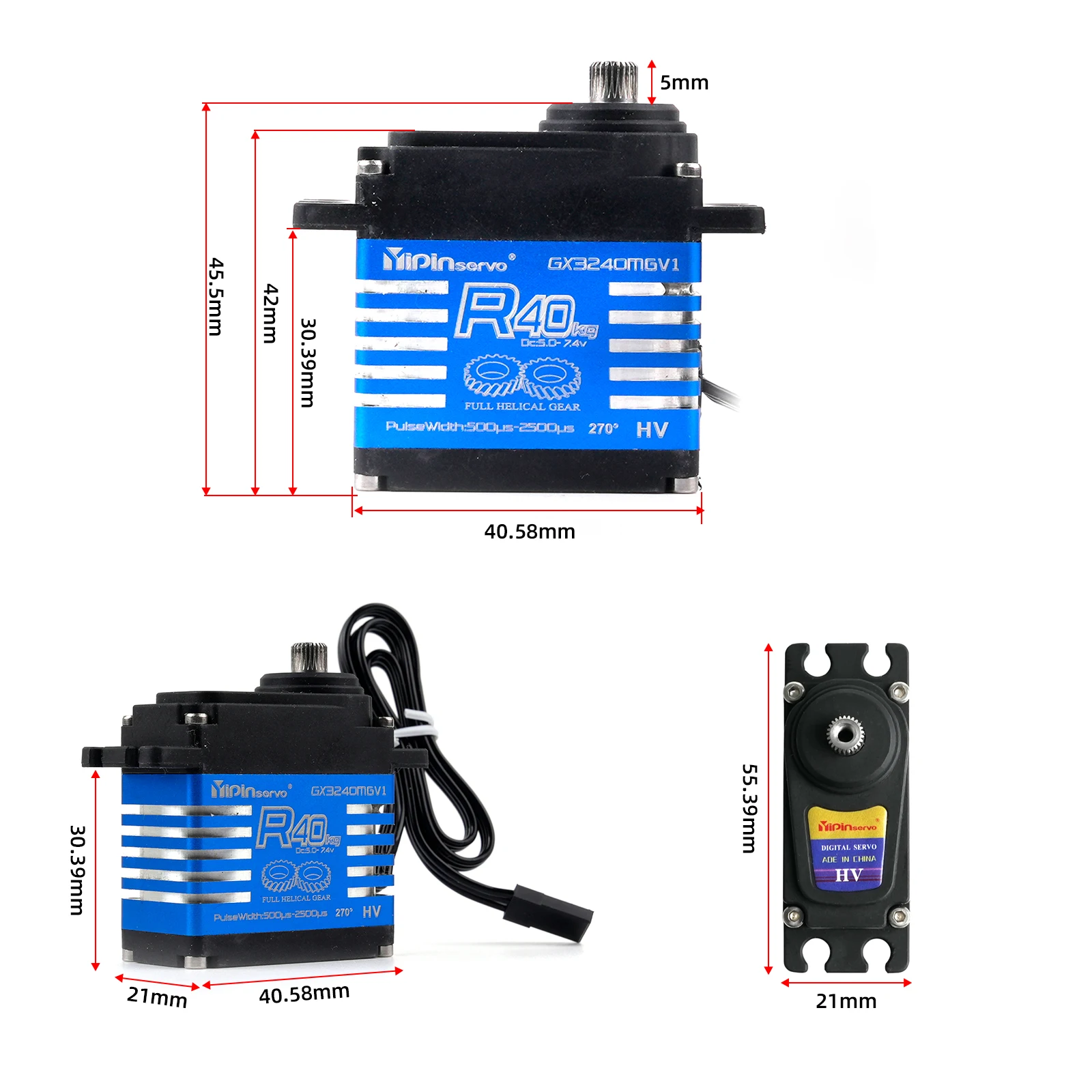 2 قطعة YP3240SMG 40 كجم أجهزة رقمية IP68 مقاومة للماء عزم دوران عالي 180 ° /270 ° /357 ° /360 °   ترس معدني لزاحف RC 1/8 1/10 TRX6 SCX10