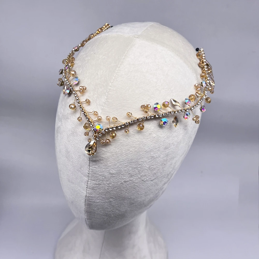 DZ217 Vintage Trend Rhinestone Head Chain Forehead Headband Indian African Bohemian Hair Accesories Crystal Tiara Headdress