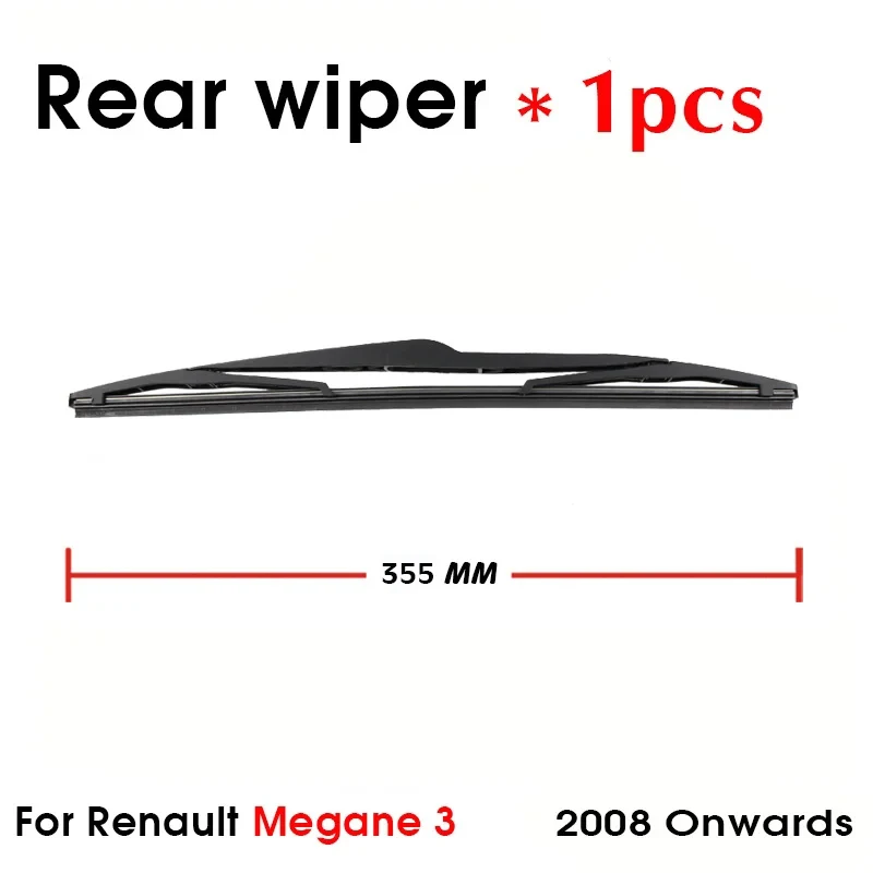 Auto Rear Wiper Blade For Renault Megane 3,355 mm 2008 Onwards Rear Window Windshield Wiper Blades Arm,Car Styling Accessories